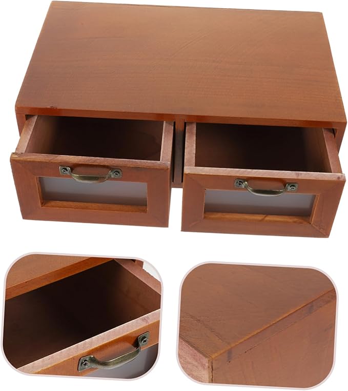 Luxshiny Solid Wood Storage Box Office Organization Storage Organizer Makeup Jewelry Holder Vintage Style Desktop Organizer for Home Office