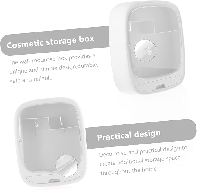 1pc Wall-mounted Cosmetic Storage Box Multifunctional Bathroom Organizer for Makeup No Drilling Simple Design Easy to Install White