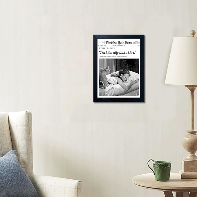 Vintage Black And White Wall Art Newspaper Posters Trendy Wall Art Framed I'm Literally Just a Girl Poster Print Trends New York Wall Decor for Bedroom Fashion Aesthetic Canvas Picture