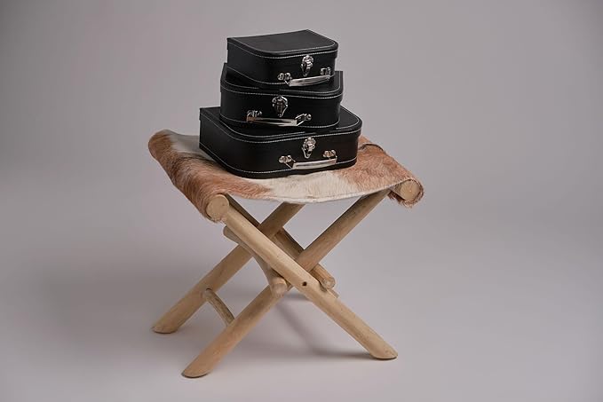 wald imports - Set of 3 Paperboard Suitcases -Decorative Storage Boxes - Suitcase Set for Decoration, Storage, and More (Black)