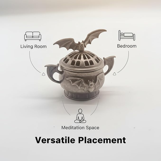 2 Pack Mini Cone Incense Holder MetalBat-Shaped Incense Burner for Room Home Decor Yoga Spa Meditation