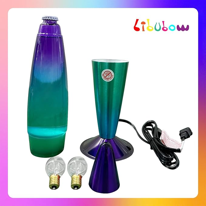 16 Inch Rainbow Motion Lamp, 2 Bulbs, Aurora Lamp, Night Light, Relaxing Mood Lighting for Adults, Home Office Decor, Birthday Present, Green Blue Purple