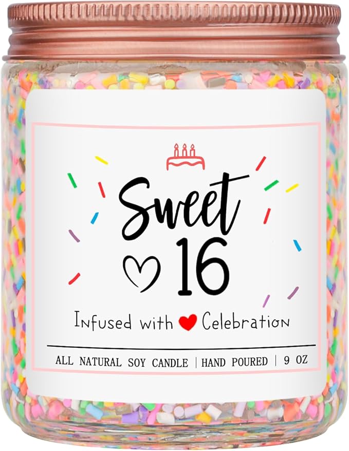 Homsolver Sweet 16th Birthday Gifts for Girls, Vanilla Cream Scent Best Ideas Birthday Presents for Daughter, Friends, Sister, Handmade Aromatherapy Candle Birthday's Decorations for Girls