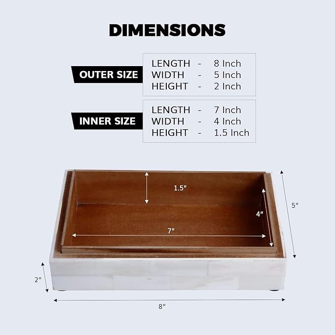 Handicrafts Home Decorative Storage Box with Lid- 8x5x2” Small Keepsake, Trinket Box, Memory Box- Decorative Boxes for Home Decor, Centre Table, Giftable Storage Accent- Classic Plain- White