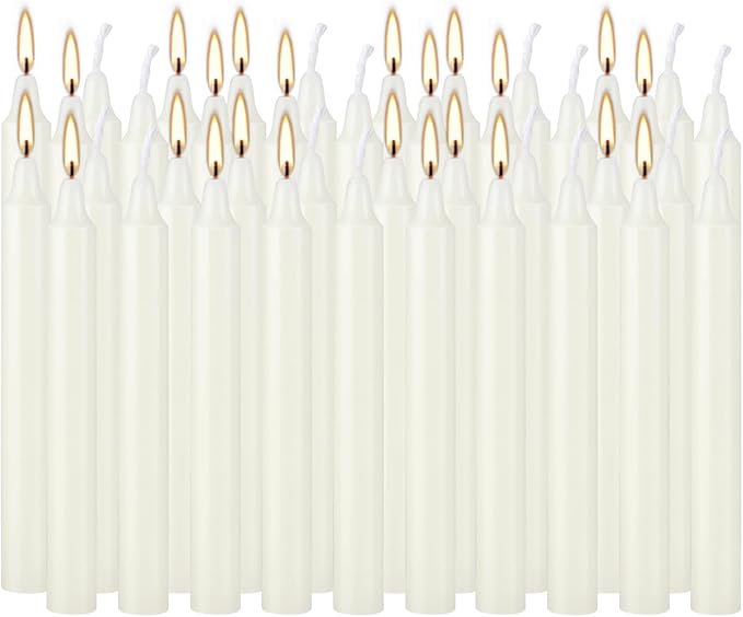 YOROXRG Set of 40 Ivory Candles Mini Unscented Taper Candles for Christmas,Household, Wedding, Rituals, Prayer, Birthdays, Meditation, Altar,Party and Home Décor Candlesticks - 4 Inch Tall