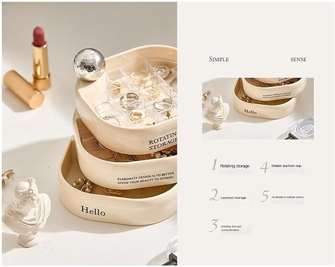 Jewelry Box Jewelry Organizer Multi-Color Metal Handle Jewelry Organizer Multi-Layer Rotatable Jewelry Cosmetic Makeup Organizer Jewelry Organizer (Color : C, Size : 12.7 * 13cm)
