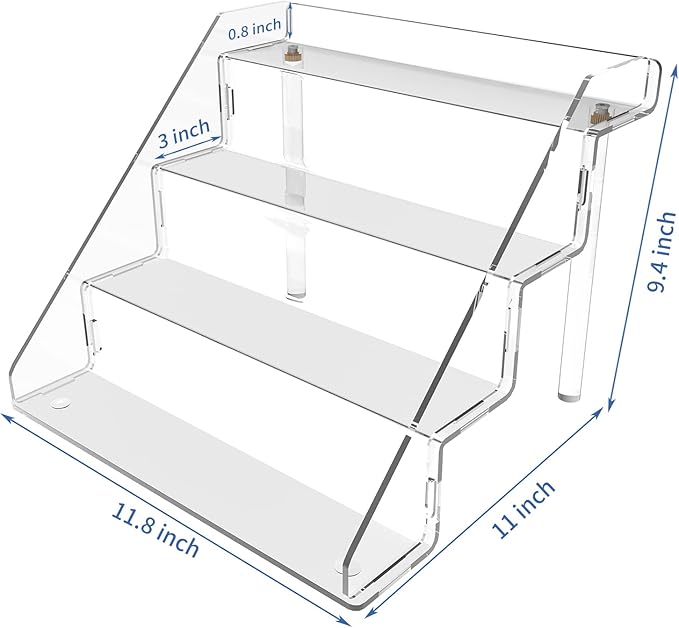 Sezanrpt Acrylic Perfume Display Stands Set of 2, 4 Tiered Cupcake Stand, Acrylic Funko Pop Display Shelves for Perfume Organizer, Shot Glass, Figures Collections, Makeup, 11.8x11x9.4 inch