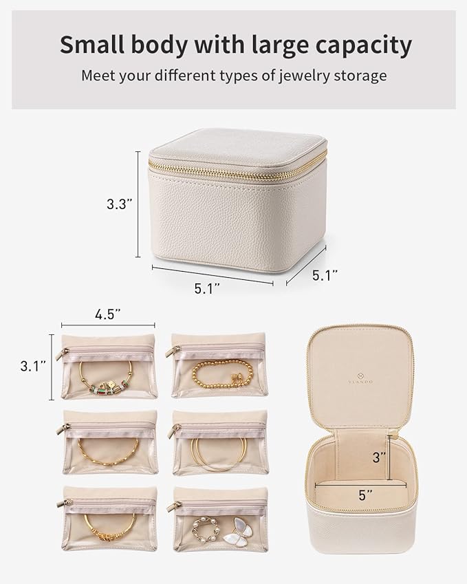 Vlando Make up Bag for Travel and Small Jewelry Case for Girl Gift,Earrings Necklace Ring Box