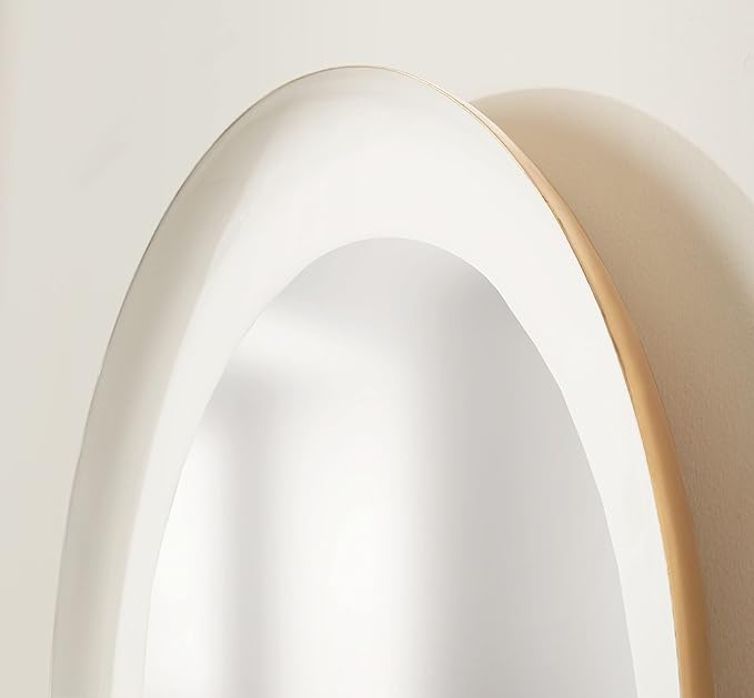 Kate and Laurel Laranya Modern Round Mirror; 22 Inch Diameter; White and Gold; Decorative Circle Mirror with Metal Frame and Glossy Hand Applied Finish
