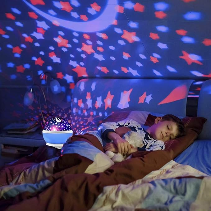 MOKOQI Star Projector, Night Light Lamp Fun Birthday Gifts for 1-4-6-14 Year Old Girls and Boys Kids Bedroom Decor -Blue