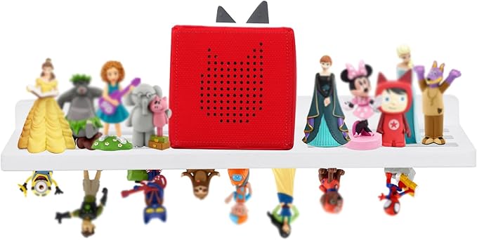 For Tonies Figures Shelf Magnetic,for Tonie Box Wall Shelves,for Tonies Characters Organizer Audio Toy Storage (Holds 36 Figurines),Compatible Charging Station for Children Kid's Room,Oak Wood,White