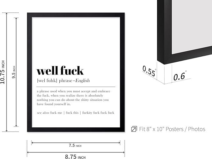 Poster Master Definition Print - Typography Poster - Dictionary Art - Minimal Gift for Men & Women - Funny Wall Decor for Dorm, Bedroom or Living Room - 8x10 Black Framed