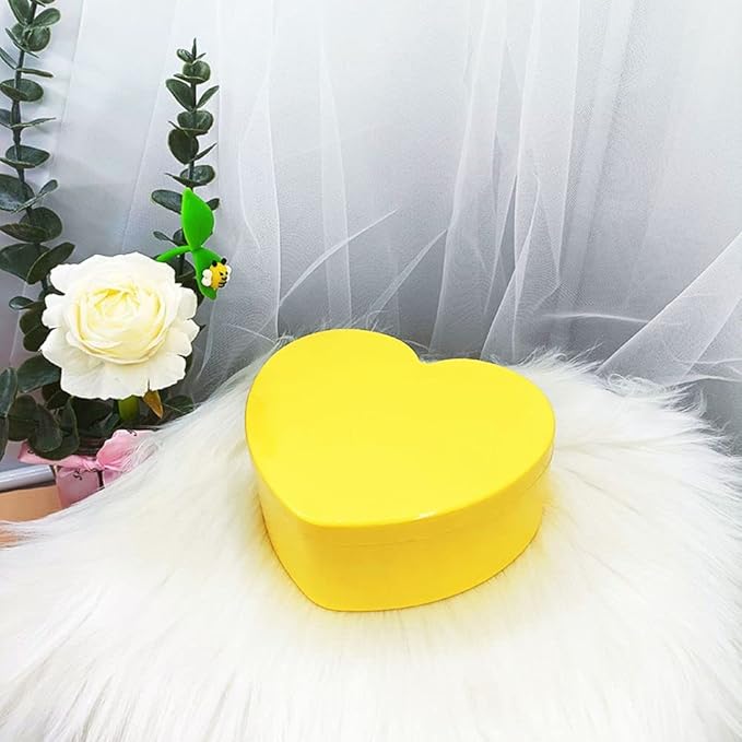 generic Heart shaped Jewelry Box - Jewelry Boxes with Makeup Mirror, 2 Layer Jewelry Box Organizer,Multifunctional Desktop Organizer For Girls(yellow)