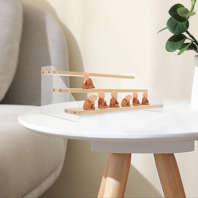 OSALADI Wooden Riser Display Stand 30Cm Tiered 3-Layer Organizer for Collectible Figures Makeup Jewelry Holder Desktop Storage Shelf for Home Decor