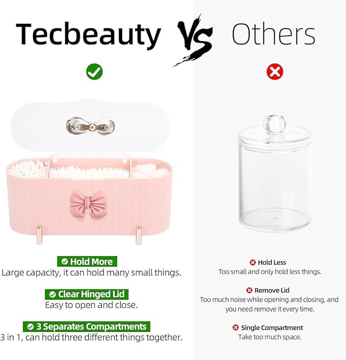 Makeup Organizer Large Capacity Clear Lid Storage Box - Swabs Powder Puffs Organizer