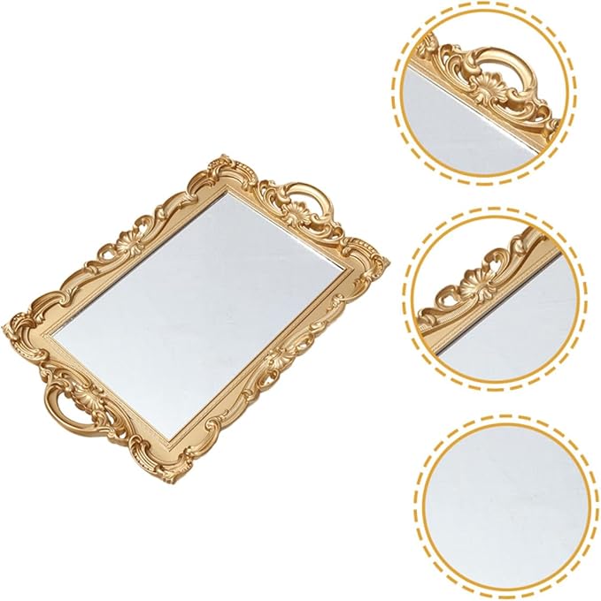 Cabilock Decorative Vanity Tray for Dresser Tops with Mirror Plate Perfume Organizer Makeup Tray for Bedroom Bathroom Home Décor