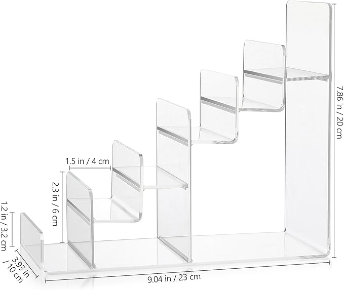 Cabilock 6-Tier Clear Acrylic Display Stand - Multi-Level Wallet Organizer for Sunglasses and Purse Display, Tiered Perfume & Cologne Stand for Men, Slim Riser for Artist Alley & Vendor Craft Show