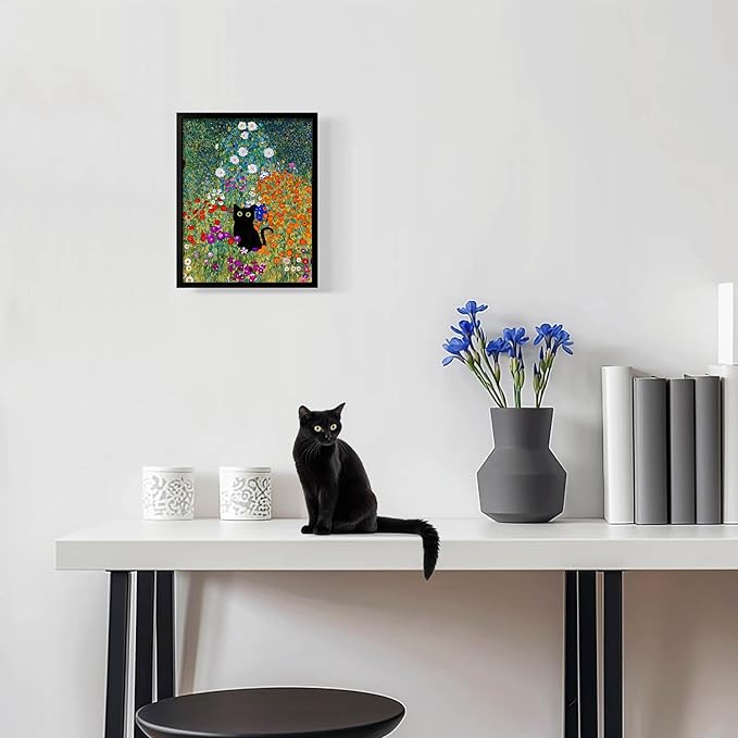 Hamduker Canvas Wall Art Cat Decor for Dorm Bedroom Canvas Prints Aesthetic Monet Cat Posters Living Room Decor (Size: 8''x10''x1pcs)