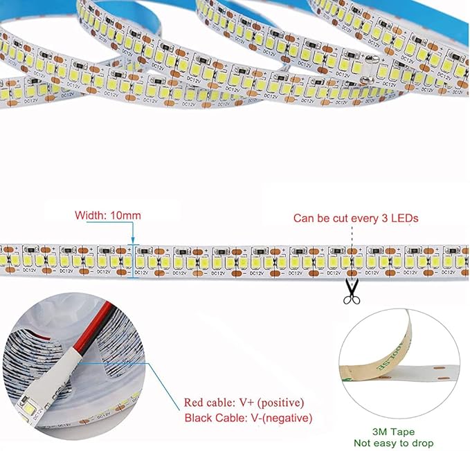 SUYOOULIN LED Strip Lights, SMD 2835 LED Strip, DC12V 1200LEDs 16.4Ft 26000LM High Density LED Light Strips Non-Waterproof IP21, 3 Times Brightness Than SMD3528 LED Strip, Green