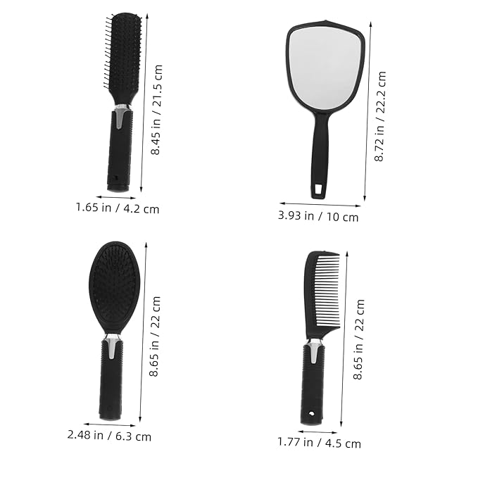 Beavorty Vintage Makeup Mirror Set Plastic Comb Organizer Rack 4-Piece Portable Vanity Mirror and Hair Tool Holder for Desktop Use for Stylists and Barbers