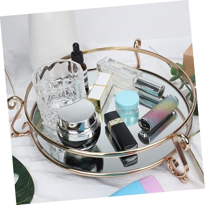 SOLUSTRE 1pc Creative Mirror Tray for Cosmetics Storage Elegant Desktop Organizer for Makeup and Jewelry Unique Home Decor and Design