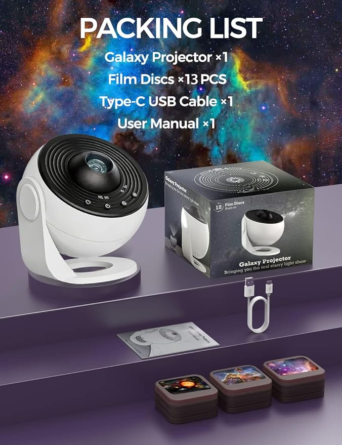 Pro Galaxy Projector, 13 in 1 Planetarium Star Projector for Bedroom Decor, 360° Rotating Nebula Projector Lamp, Timmer Starry Night Light Sleep Projector for Kids,Ceiling,Room Decoration,Gifts