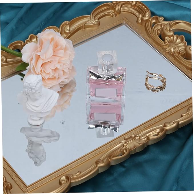 Zerodeko Mirror Tray for Perfume Decorative Trays for Dresser Gold Perfume Organizer Makeup Trays Mirror Plate