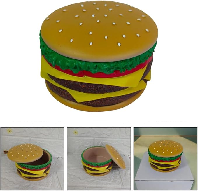 MAGICLULU Resin Hamburger Jewelry Box Small Storage Container Trinket Organizer with Lid for Bracelets and Makeup Accessories Home Vanity Organizer