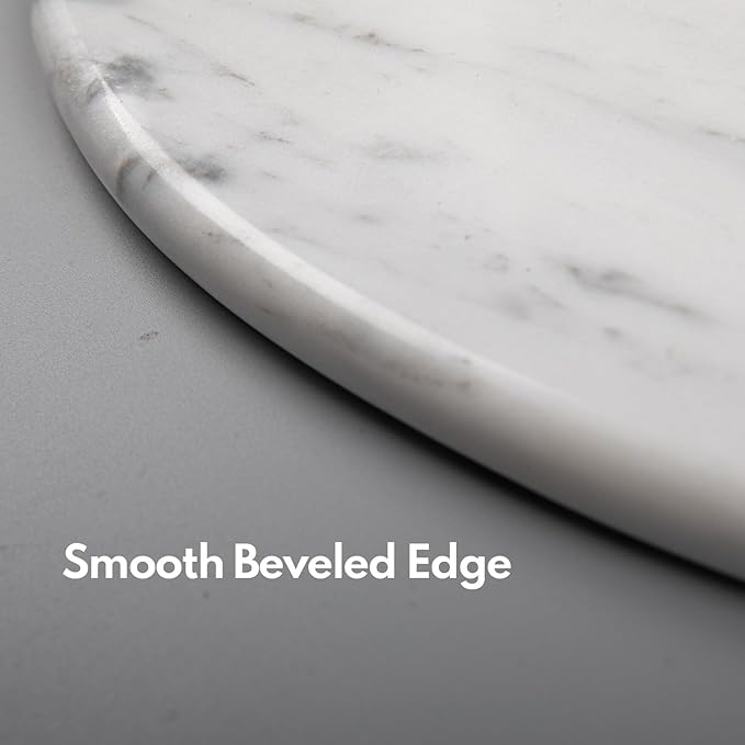 Lovdeco 2 Pcs Carrara Marble Corner Shower Shelf, Polished 9" Round Edge Corner Shelves for Bathroom, Shower, 2 Piece