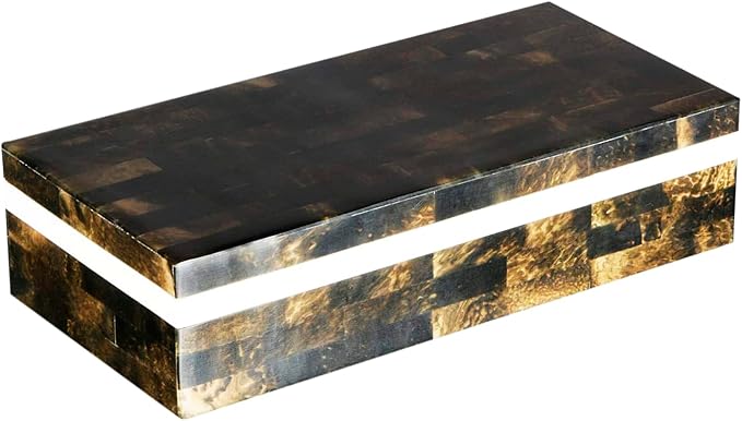 Handicrafts Home Large Decorative Storage Box with Lid– 10x4x2.5” Coffee Table Organizer, Keepsake-Decorative Boxes for Home Decor, Stylish Decorative Box for Office Décor-Black