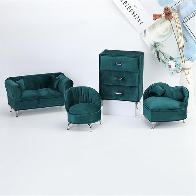Jewelry Box Flannel Jewelry Organizer Small Sofa Shape Jewelry Organizer Makeup Mirror Ring Organizer Jewelry Makeup Organizer for Earring Ring Necklace Bracelets (Color : Green, Size : I)