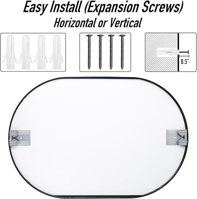 SCWF-GZ 30x20 Mirror Runway Oval Wall Mounted Aluminum Alloy Metal Frame Rectangle Mirrors for Entryway Bedroom Bathroom Living Room 30 20 inch Silver
