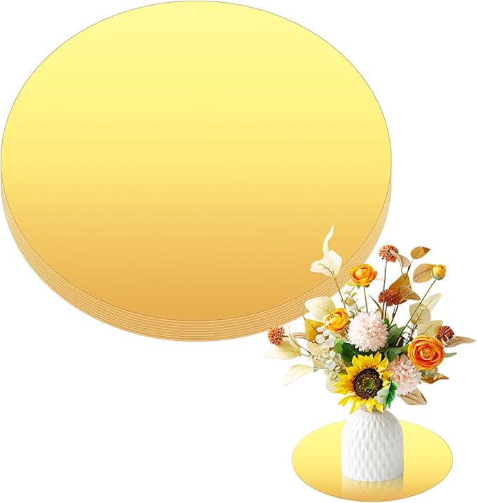 8 Pcs Acrylic Round Mirror for Tables Centerpieces, 10 inch Circle Mirror Tiles Tray for Wedding Wall Home Living Room Bedroom Decor, Small for Crafts (10in/25cm)