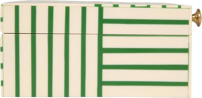 Bloomingville Green & White Striped Resin Storage Box