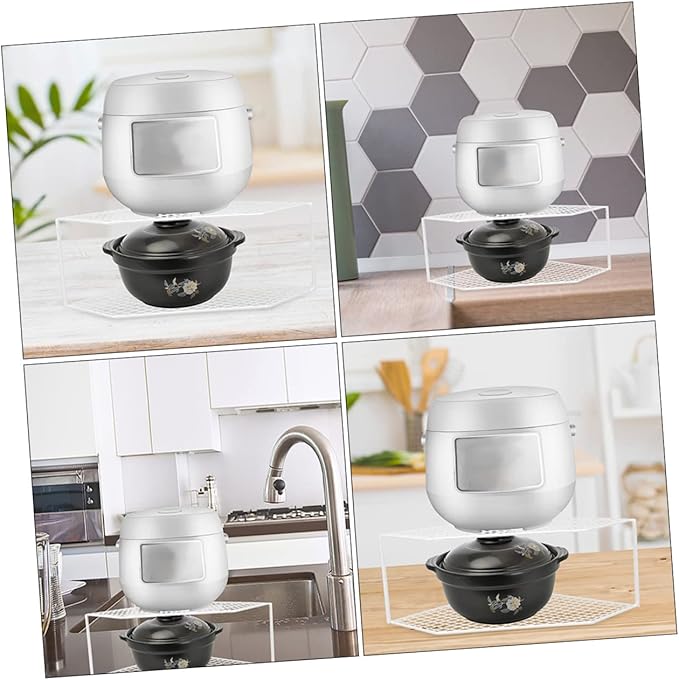 IMIKEYA Pot Storage Rack Vanity Accessories Pan Corner Shelf Kitchen Cabinet Shelf Casserole Storage Corner Cookware Shelf Pan Organizer Rack Pans Wrought Iron White Makeup Stand Counter