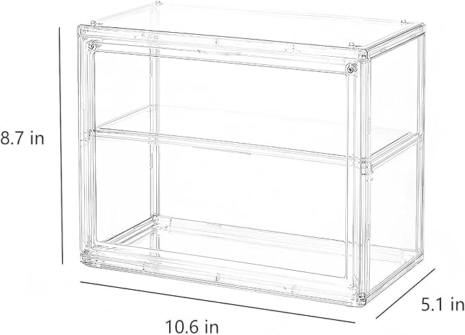 Single-Shelf Transparent Acrylic Display Case with Magnetic Door - Compact Stackable Makeup Organizer (10.6"x8.7"x5.1") - Dustproof Box for Cosmetics, Jewelry, Skincare & Collectibles