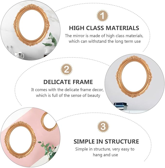 Healifty Vintage Makeup Mirror Tray for Vanity, Retro Cosmetic Organizer Plate with Gold Finish, Decorative Storage for Dressing Table and Beauty Salon Use