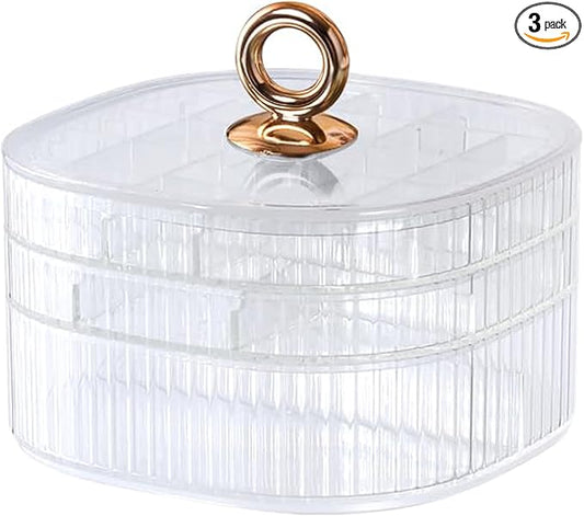 HALAFE Jewelry Box, 3-Layer Acrylic Jewelry Organizer with Handle, Clear Jewelry Boxes for Women Girls, Make up Organizer, Jewelry Storage Holder (Clear)