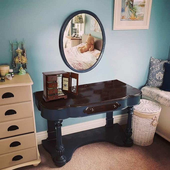RR ROUND RICH DESIGN Solid Wooden Jewelry Box Makeup and Organizer Women Ring Storage with 4-Drawers Built-in Necklace Carousel and Mirror Brown
