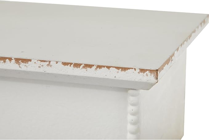 SOFE Rustic Wood Shelves for Wall - Shelf for Bedroom Bathroom Kitchen Small - White Scalloped Shelves - Bookshelf Storage Organizer - Plant Collectibles Display Shelving Wall Mounted