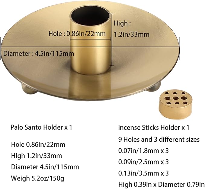 Palo Santo Holder for Sticks, Incense Burner for Palo Santo, Come with Incense Holder 9 Holes, Wood Bowl and Incense Stand Ash Catcher