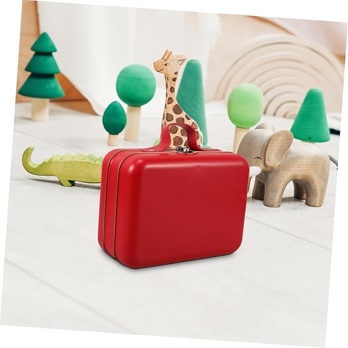Mobestech Mini Suitcase Storage Box Red Handbag-style for Boys and Girls Toys Makeup and Jewelry Compact and Portable Organizer for Travel and Outdoor Use