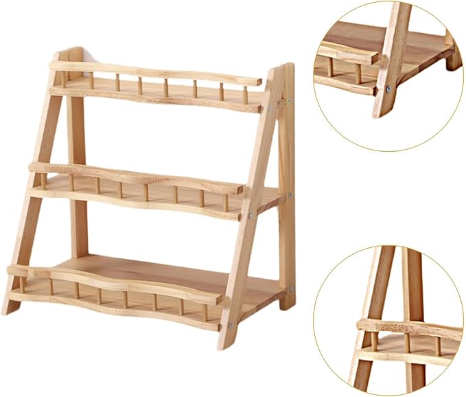 Yajuyi 3 Tier Wooden Display Riser Stand Rack Organizer Perfume Display Stand for Countertop Bathroom Makeup Spice Jars