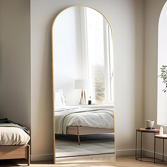 Rowjut Large 71"x30" Arched Full Length Mirror, Gold Mirrors Full Length Floor Mirror Standing for Bedroom, Living Room, Wall Mounted & Full Body Mirror Hanging or Leaning(Gold)
