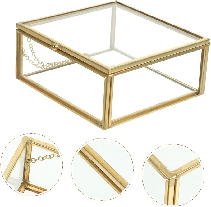 Luxury Glass Jewelry Storage Box Lidded Glass Case for Trinkets Perfume and Cosmetic Organizer Small Jewelry Organizer Home Decorative Storage