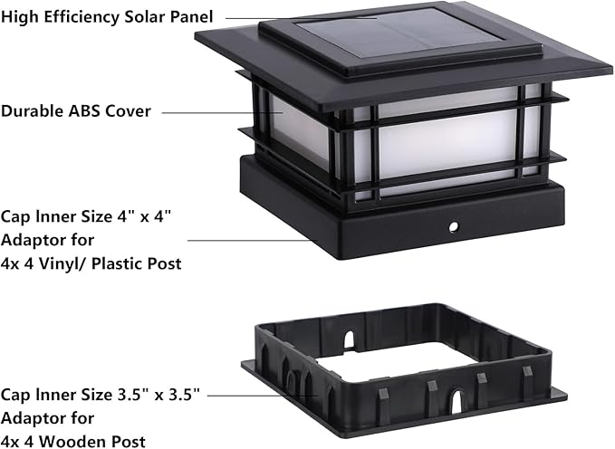 Dynaming 4x4 Solar Post Cap Lights Outdoor with Flickering Flame Light, Black Shell Fence Post Solar Lights Fit Vinyl/Wooden Posts, Brightness LED Lighting Decor for Garden Deck Patio, 12 Pack