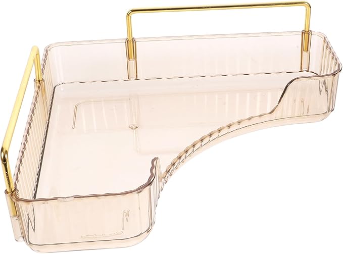 VOSAREA Triangle Makeup Organizer Shelf Single Layer Bathroom Countertop Tray Brown Cosmetic Storage for Perfume and Jewelry Suitable for Bedroom and Bathroom