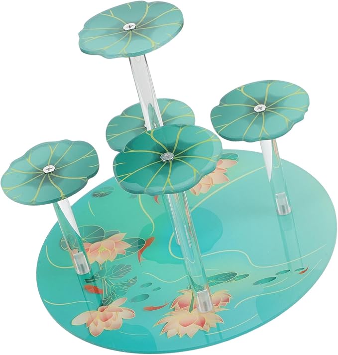 Milisten Acrylic Multi-layer Display Riser Stand with Lotus round Base, Perfume Organizer Shelf and Dessert Display Rack for Cupcakes, Makeup, Collectibles, Home Décor