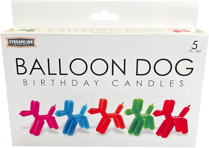 Streamline Imagined Decorative Birthday Candles - Balloon Dog (5 Candle Pack)