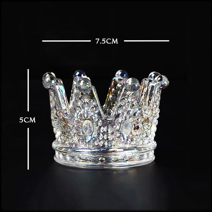 Crystal Glass Candle Holder Set of 2 Crown Shaped Makeup Sponge Beauty Egg Storage Rack Jewelry Watch Nail Art Dappen Dish Wedding Christmas Decor